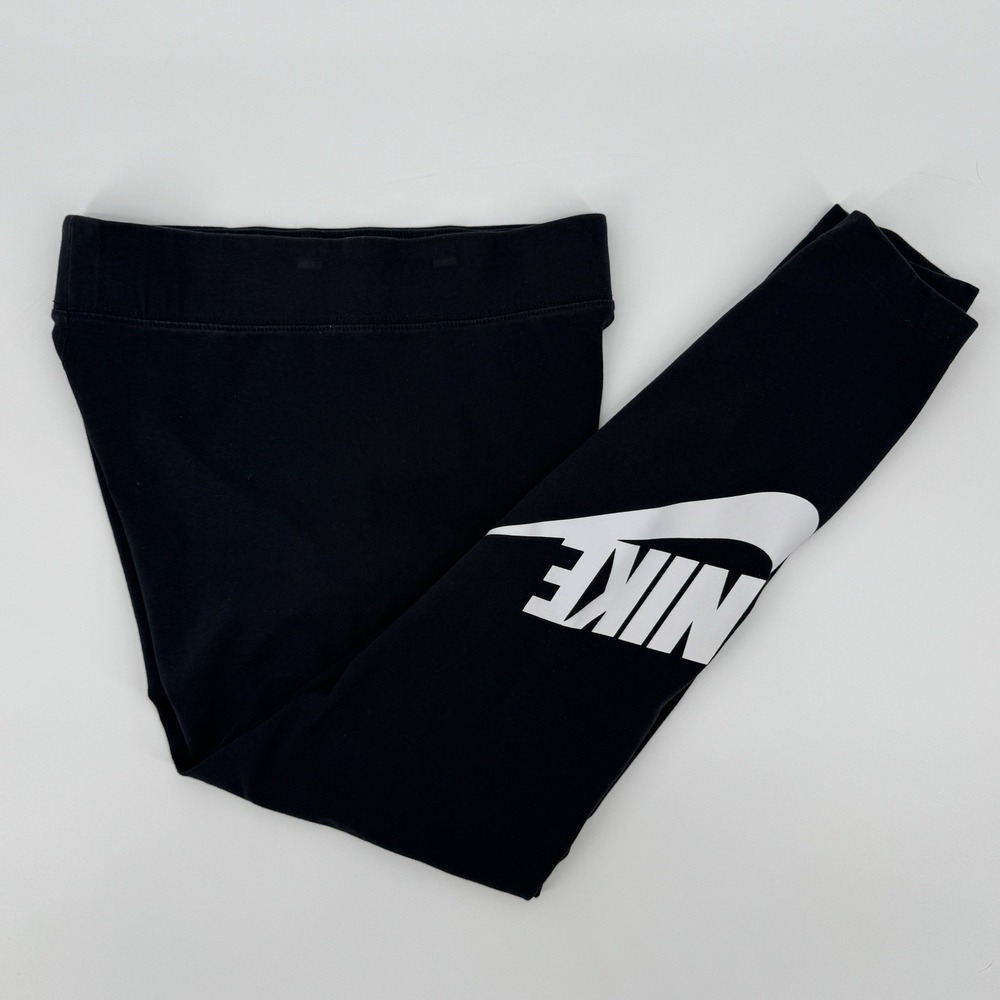 Nike Leggings Women's Medium Black High Rise Logo Athletic Yoga Gym Activewear